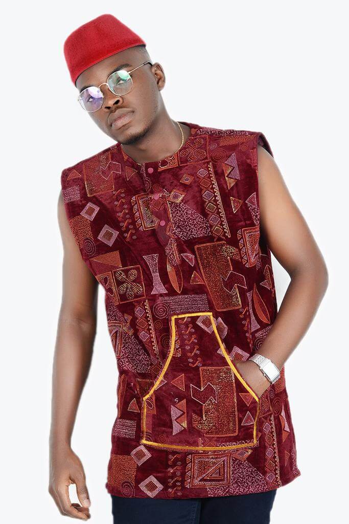 Tenu africaine Toghu - Rouge bordeau