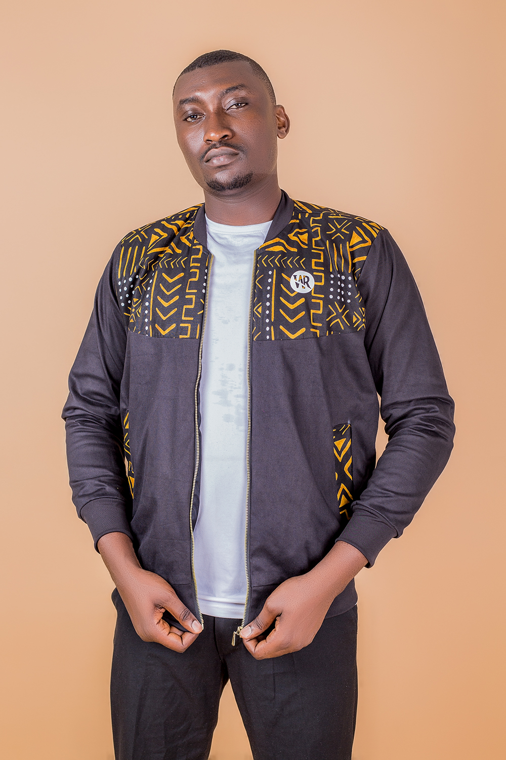 Bombers mask homme imprimé (Noir Orange)