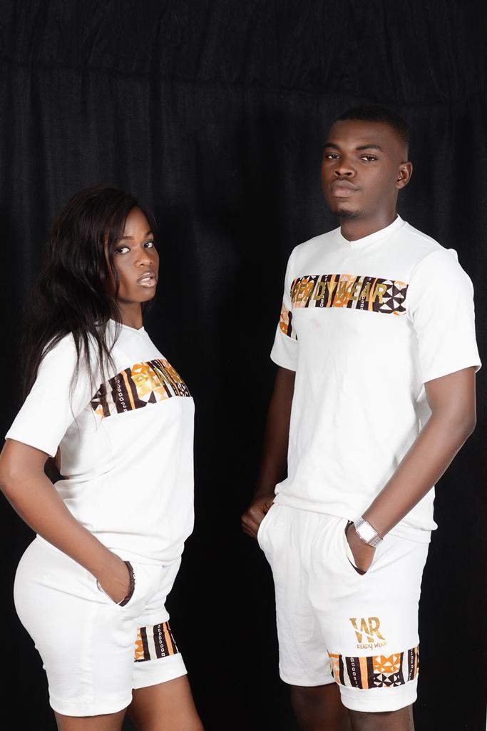 T-shirt & Short à manches courtes imprimé africain woodin (H - Belge/Marron)
