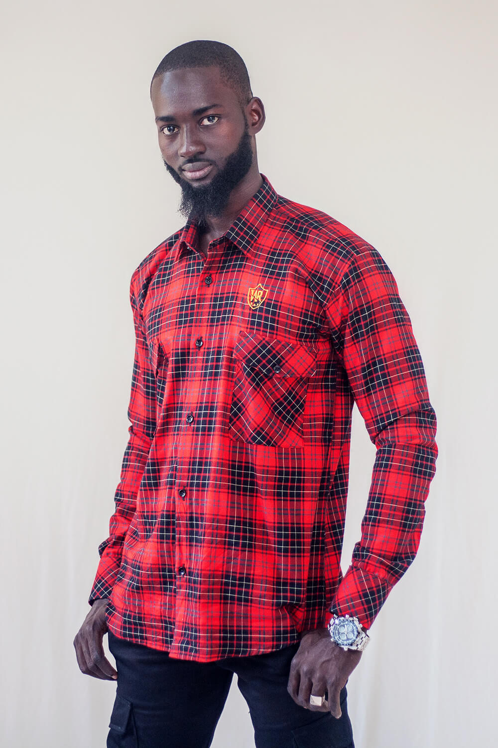 La chemise de bûcheron(ne) au col classique pour homme (Rouge / Noir)
