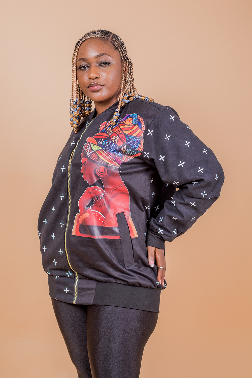 Bomber H/F women africa (Noir Blanc)