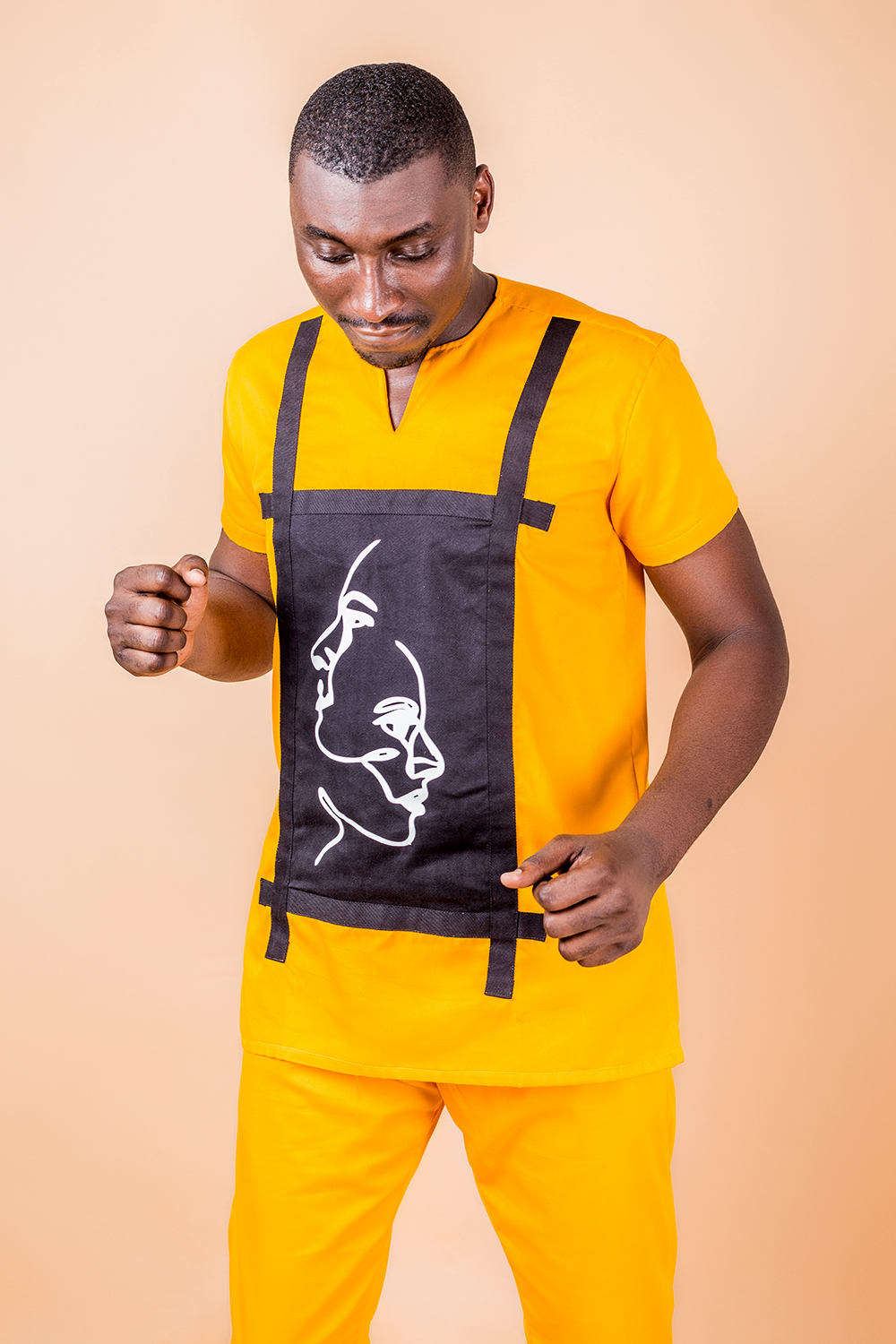 Tunique imprimé homme Jaune/Noir