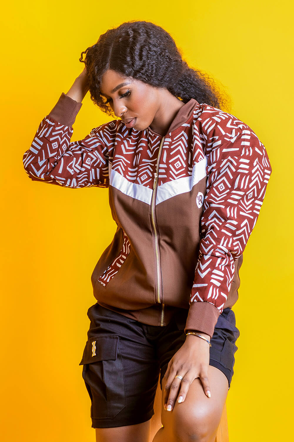 Wise Bombers à imprimé africain bogolan (Marron Blanc / F)