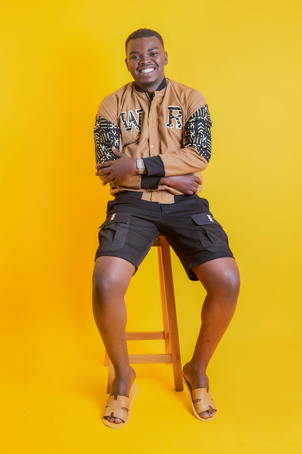 Bombers baseball africain imprimé bogolan homme (Marron Noir)