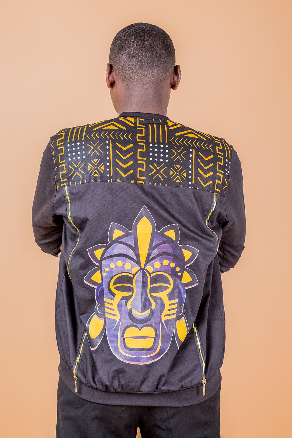 Bombers mask homme imprimé (Noir Orange)