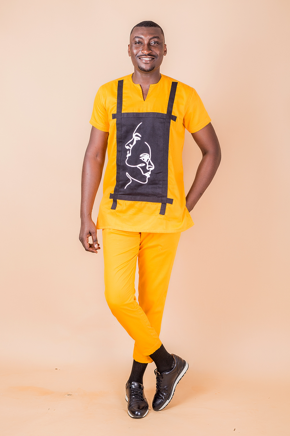 Tunique imprimé homme Jaune/Noir