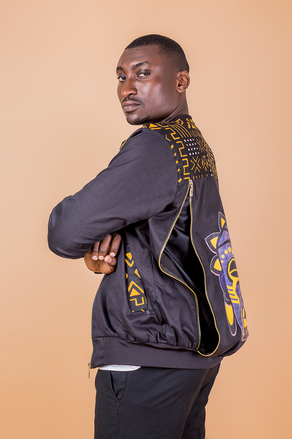 Bombers mask homme imprimé (Noir Orange)