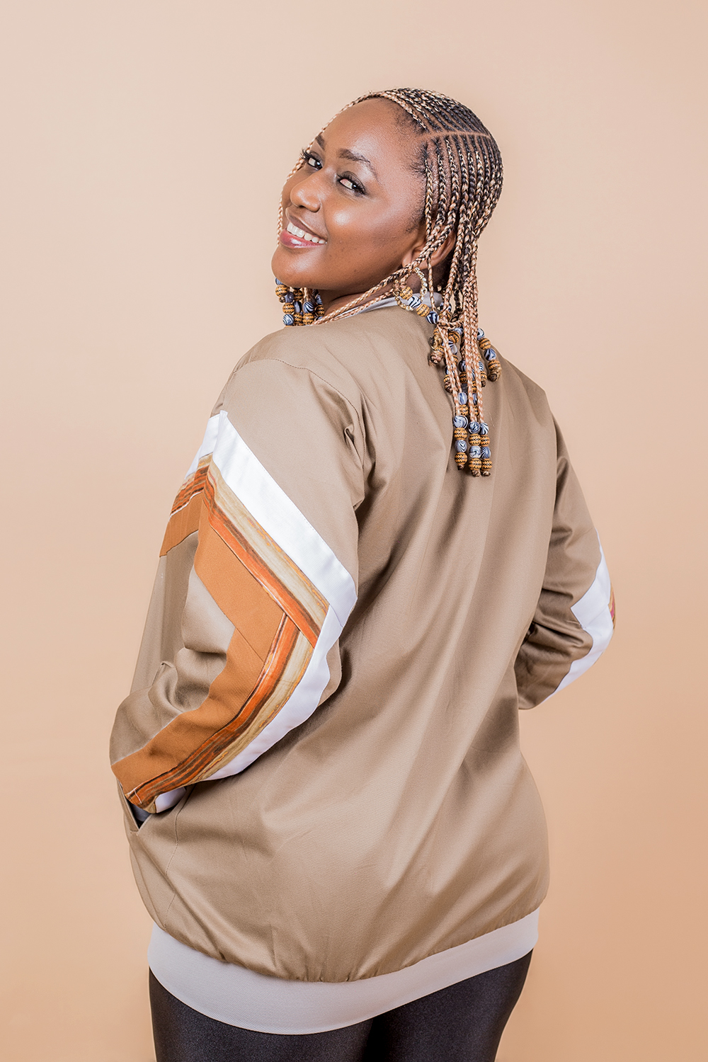 Bomber Geome femme (Marron Kaki Blanc)