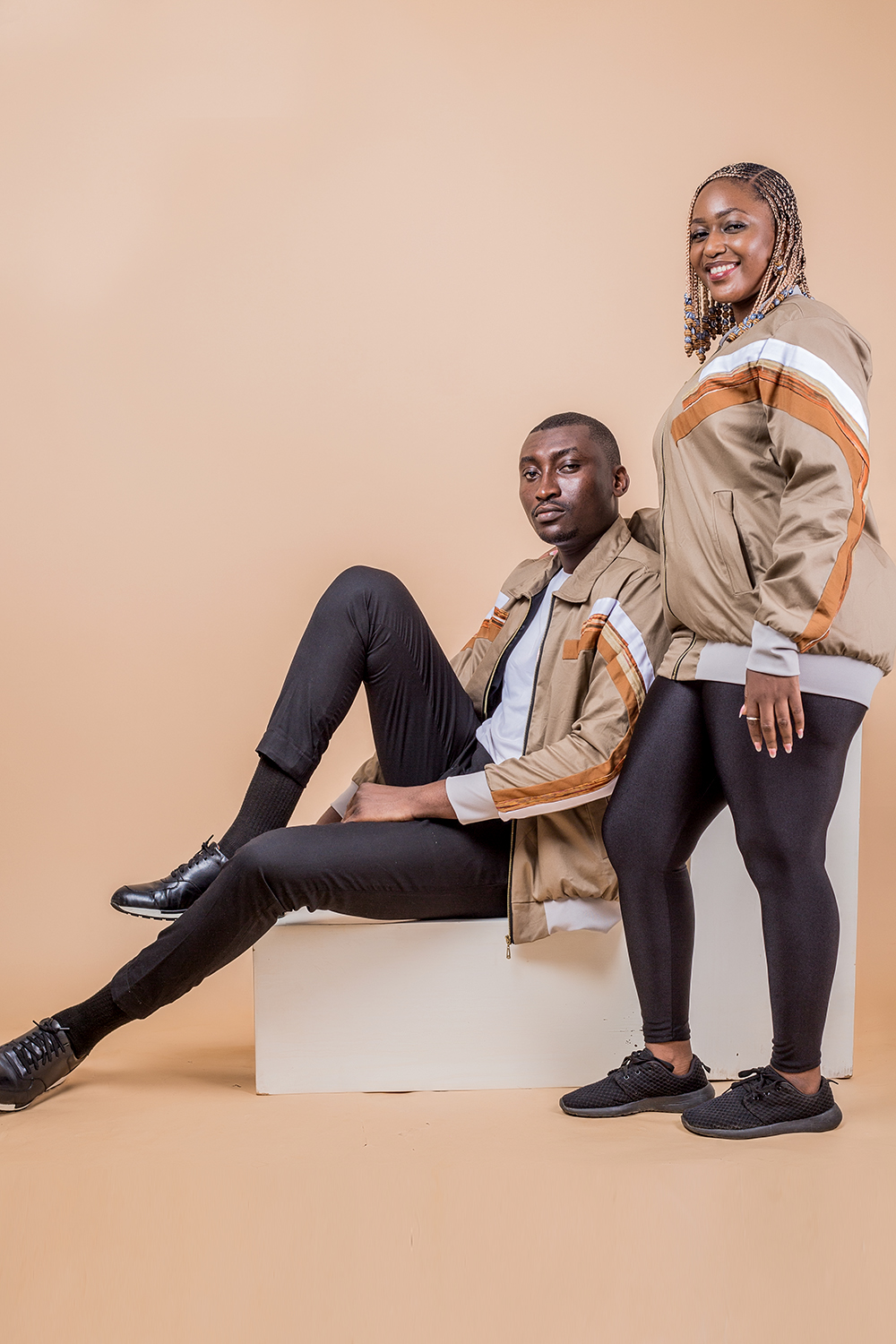 Bomber Geome femme (Marron Kaki Blanc)